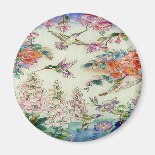 Imán Colibríes y vitral wow de las flores