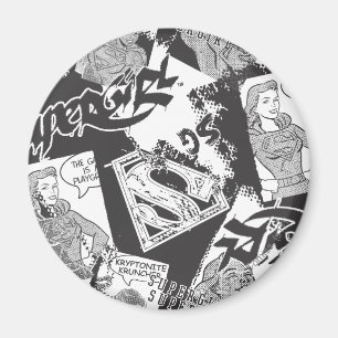 Imán Collage blanco y negro de Supergirl