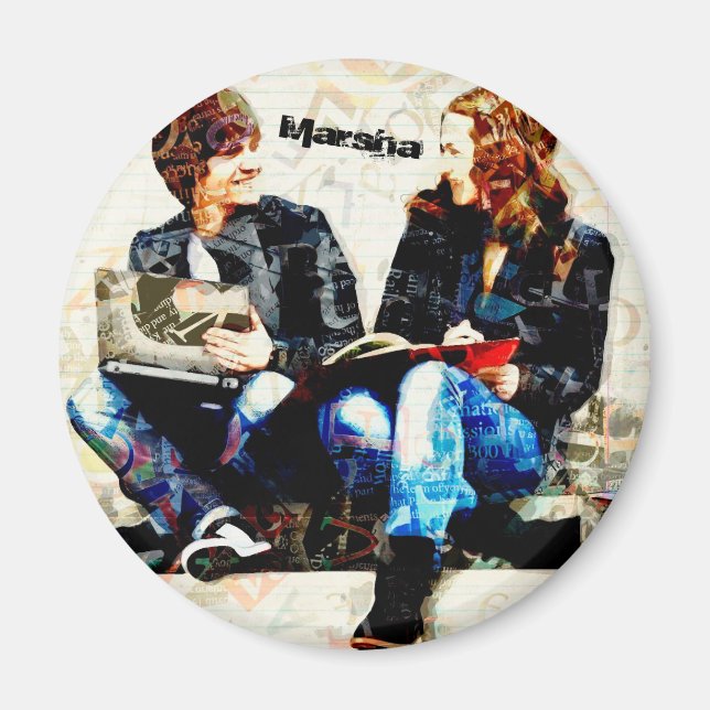 Imán Collage de adolescentes con temática de escuela pe (Frente)