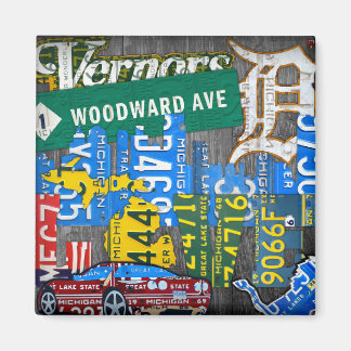 Imán Collage de arte de la placa de la licencia de Detr