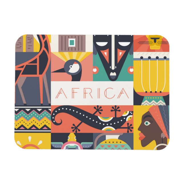 Imán Collage de arte simbólico africano (Horizontal)