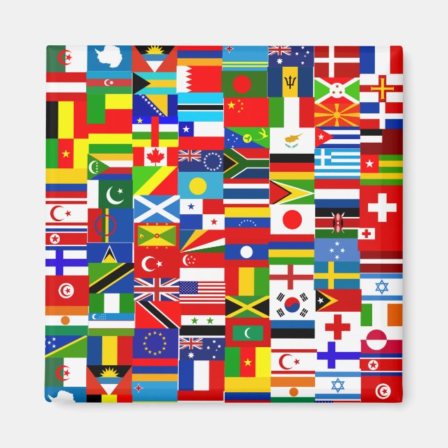 Imán Collage de Bandera Mundial Internacional (Frente)