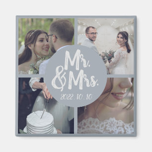 Imán Collage de Bodas de borde blanco mínimo moderno