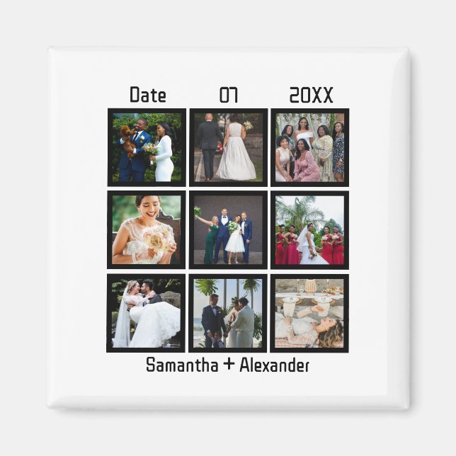 Imán Collage de fotos 9 Aniversario de la boda personal (Frente)