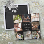 Imán Collage de fotos boda Gracias Personalizado<br><div class="desc">Personalice con sus ocho fotos,  nombre y fecha especial boda favoritos para crear un collage de fotos,  memoria y regalo único. ¡Un bonito tesoro! Puede personalizar del fondo a su color favorito. Diseñado por Thisisnotme©</div>