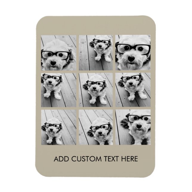 Imán Collage de fotos con 9 fotos cuadradas - Taupe (Vertical)