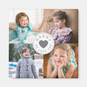 Imán Collage de fotos con corazón lindo Papá te amamos