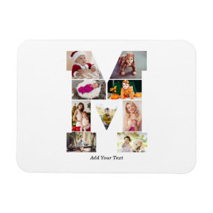 Imán Collage de fotos con letra M en blanco y negro