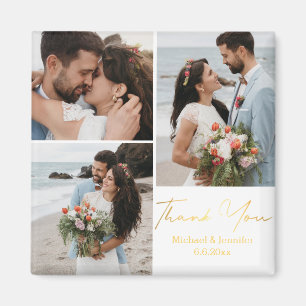 Imán Collage de Fotos de Agradecimiento de Boda con Cal