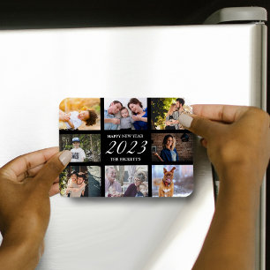 Imán Collage de fotos de Año Nuevo Feliz Moderno 8