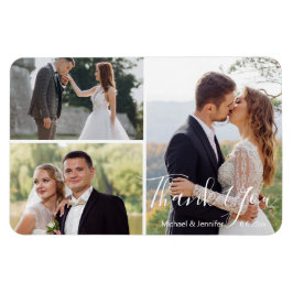 Imán collage de fotos de bodas caligráficos modernos gr