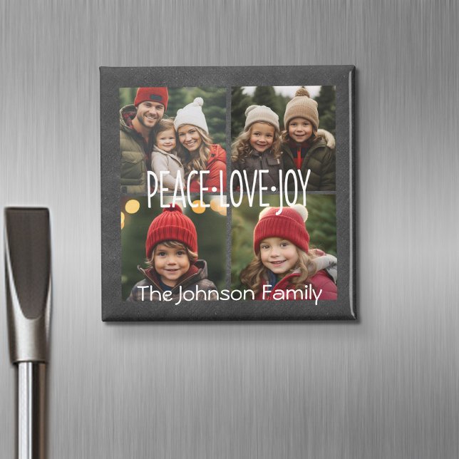 Imán Collage de fotos de Chalkboard de vacaciones de Pe (Personalized fridge magnet with photos and custom text)