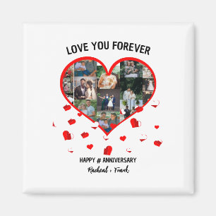 Imán Collage de fotos de corazón de aniversario de boda