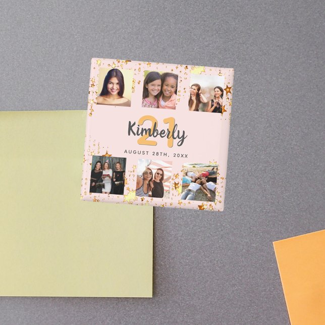 Imán Collage de fotos de cumpleaños rosa de oro mejores (Subido por el creador)