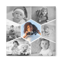 Collage de fotos de hexágono blanco y negro