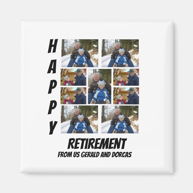 Imán Collage de fotos de jubilación simple personalizad (Frente)