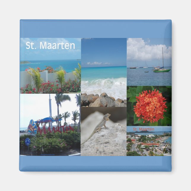 Imán Collage de fotos de Saint Maarten por Khoncepts (Frente)