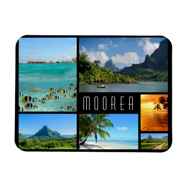 Imán Collage de fotos de viajes de paisajes de Moorea (Horizontal)