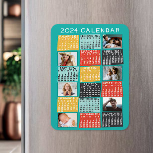 Imán collage de fotos del calendario mensual de 2024 añ