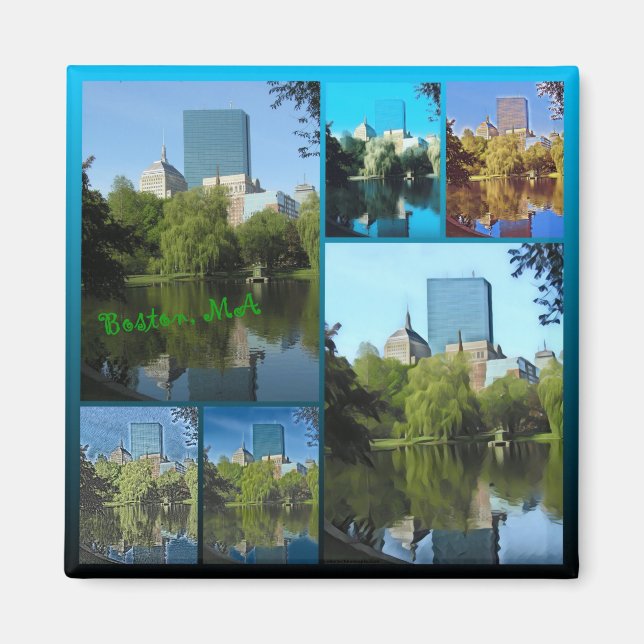 Imán Collage de fotos del Jardín Público de Boston 2016 (Frente)