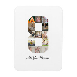 Imán Collage de fotos del número 8 en blanco y negro