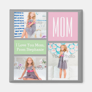 Imán Collage de fotos Día de la Madre personalizado ros