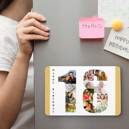 Imán Collage de fotos en número 18 Feliz cumpleaños núm