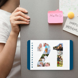 Imán Collage de fotos en número 21 - 21º cumpleaños