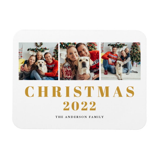 Imán Collage de fotos familiar 2022 de navidades (Horizontal)