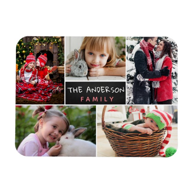 Imán Collage de fotos familiar personalizado (Horizontal)