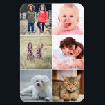Imán Collage de fotos familiares<br><div class="desc">Collage de fotos familiares hecho de seis fotos cuadradas. Reemplace fácilmente la plantilla con sus propias fotos memorables. Fotos de invitados de familia,  mascotas y amigos hacen un elegante regalo para la abuela sobre Navidades,  calentamiento del hogar o aniversarios o regalos de recuerdo.</div>