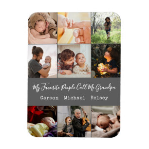 Imán Collage de fotos Gris 9 moderno para el abuelo