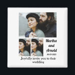 Imán Collage de fotos Invitación a la boda personalizad<br><div class="desc">Collage de fotos Invitación a la boda personalizado 3. Haga una invitación de boda única con sus fotos y cambie los nombres y la fecha usando esta plantilla para boda.</div>