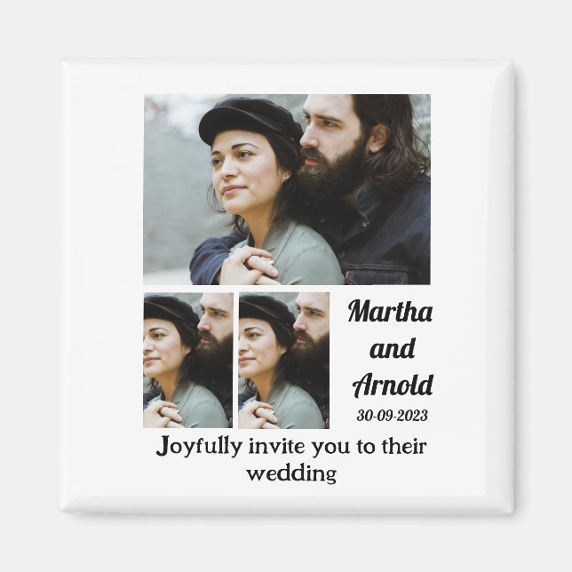 Imán Collage de fotos Invitación a la boda personalizad (Frente)