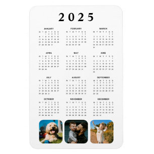 Imán Collage de fotos Mensual 2025 Calendario Magnet