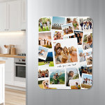 Imán Collage de fotos moderno de carátula de imágenes<br><div class="desc">Crea tu propio imán de collage de fotos moderno con 21 de tus fotos favoritas en un diseño de estilo de scrapbook superpuesto a la moda. Añade tu propio texto personalizado para cualquier ocasión.</div>