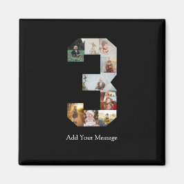 Imán Collage de fotos número 3 en blanco y negro