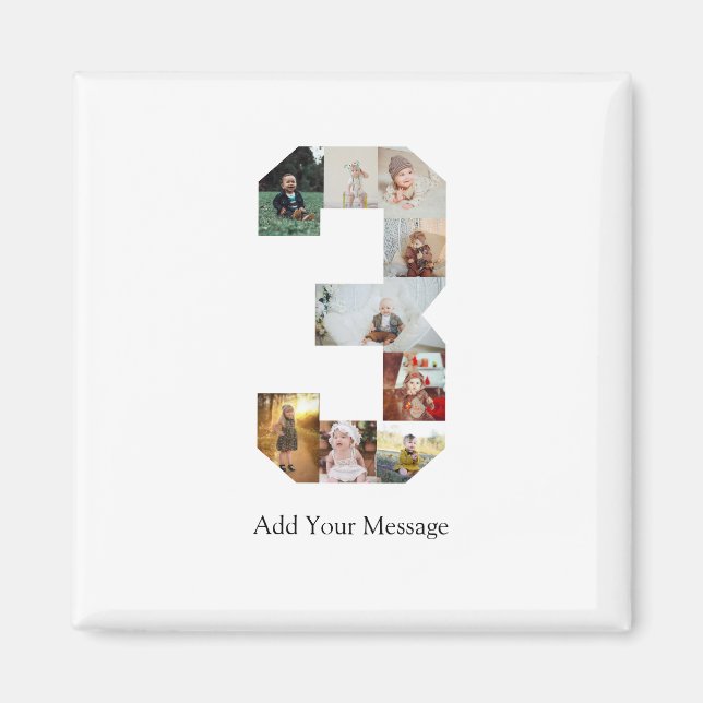 Imán Collage de fotos número 3 en blanco y negro (Frente)