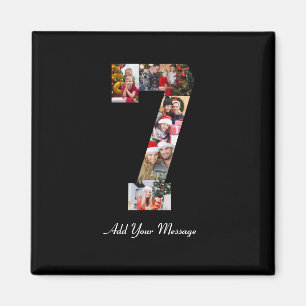 Imán Collage de fotos número 7 en blanco y negro