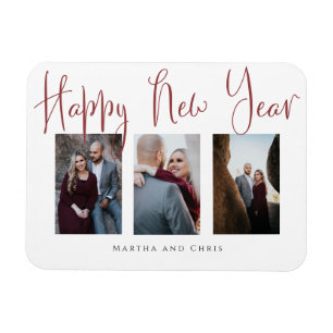 Imán Collage de fotos rosa moderno Feliz Año Nuevo
