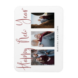 Imán Collage de fotos rosa moderno Feliz Año Nuevo