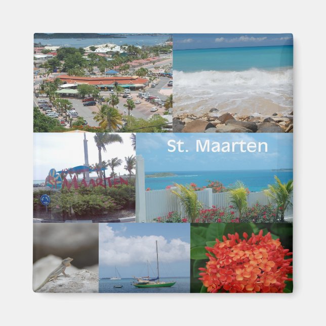 Imán Collage de fotos Sint Maarten-Saint Maarten (Frente)