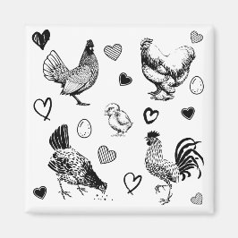 Imán Collage de gallinas lindas