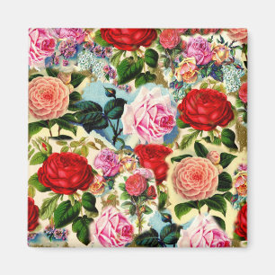 Imán Collage de jardín de Rosa floral de Moda de Bonito