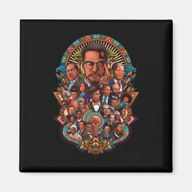 Imán Collage de líderes de historia negra en África Ins (Frente)