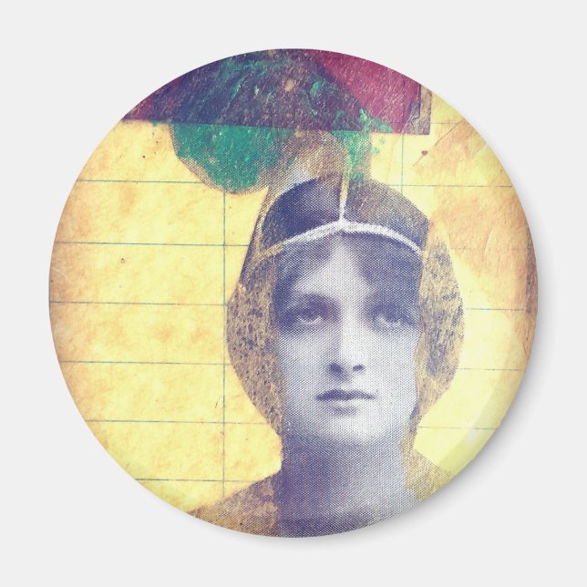 Imán Collage de medios mixtos de mujeres ventilado (Frente)