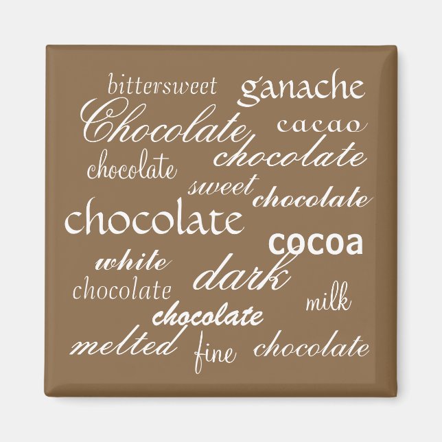 Imán Collage de palabras de chocolate (Frente)
