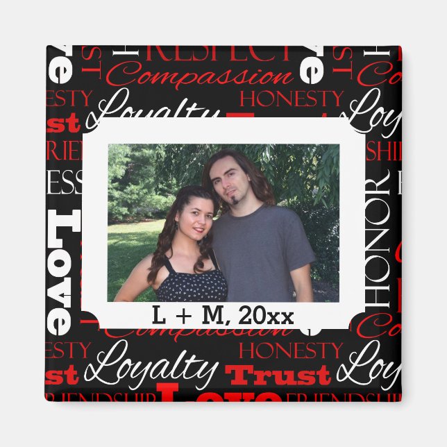 Imán Collage de palabras del El día de San Valentín de  (Frente)