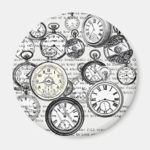 Imán Collage de reloj de bolsillo victoriano Alicia en 