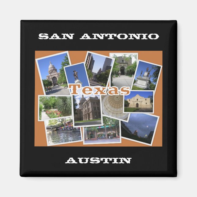 Imán Collage de San Antonio/Austin Texas (Frente)